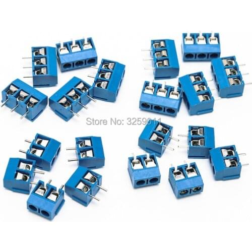 400PCS Plug-in Screw Terminal Block Connector 5.08mm Pitch blue iron/copper KF 301-2P/301-3P Assortment Kit