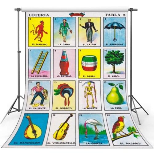 5x7FT Don Clemente Mexican Jumbo Loteria Party Wall Custom Photo Backdrop Studio Backgrounds Photography Vinyl Fabric Banner