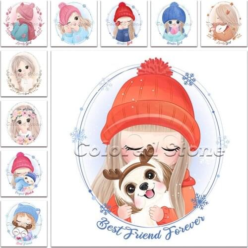 New Diamond painting Cartoon Flowers girl comic child 5D DIY Full Square Drill embroidery Cross stitch Round mosaic Drawing 172