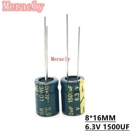 5pcs 6.3V 1500UF low ESR/impedance high frequency aluminum electrolytic capacitor 20% long life and high temperature resistance