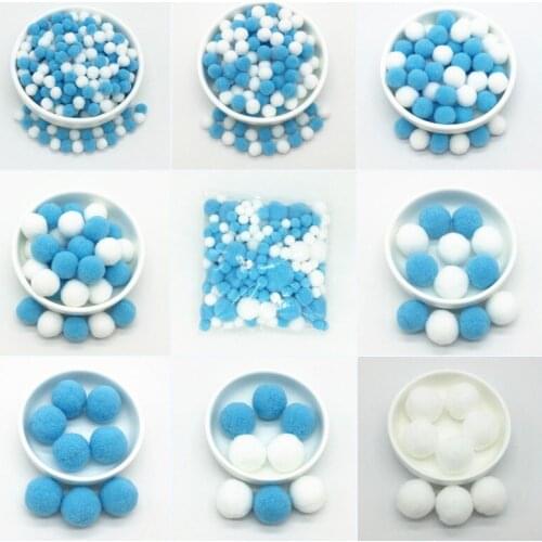 White Sky Blue Pompom Fur Craft DIY Soft Pom Poms Crafts Pompones Balls Wedding Decor Glue on Cloth Accessories 8mm To 30mm 20g