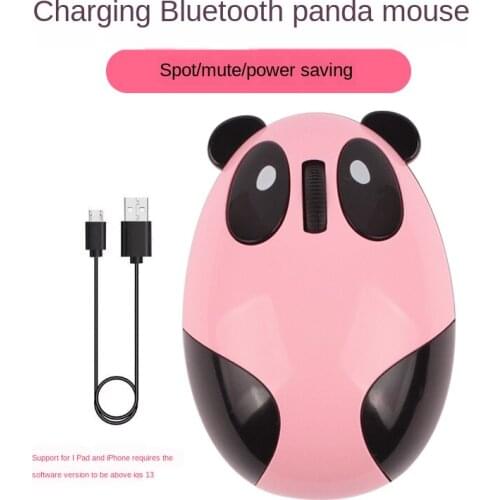 For Ipad Mute Rechargeable Bluetooth Mouse Cute Girl Pink Panda Mouse Wireless Bluetooth Mouse 1200Dpi Office