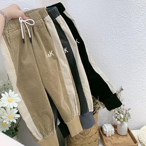 Boys' Trousers 2020 Autumn Childrens Loose Casual Pants Embroidery Corduroy Pants Childrens Sports Pants Baby Boys Clothes