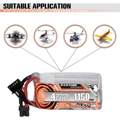 CODDAR 1150mAh 4S 15.2V 60C LiHV Lipo Battery With XT30 / XT60 Plug For Bate Racing FPV Drone RC Quadcopter Helicopter Parts