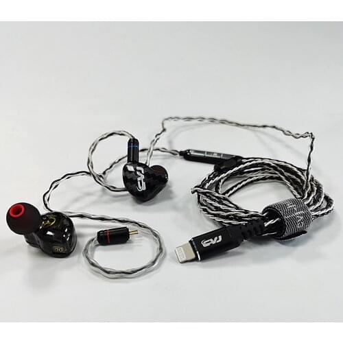 CVJ CVM-Lightning socket 1DD + 1BA is suitable for Apple 7, 8 plus, 11 pro, XS, Max, 12 iPad replaceable cable four unit headset