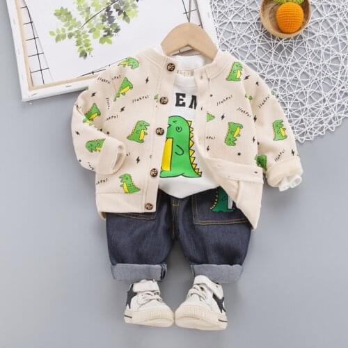Children Cotton Clothes Autumn Baby Boy T Shirts Cartoon dinosaur Jacket Pants 3Pcs/sets Infant Kid Fashion Toddler Tracksuits