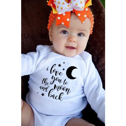 Newborn Jumpsuit I LOVE YOU TO THE MOON AND BACK Baby Boys Girls Long SleeveClothes Infant Letter Print Bodysuit 0-24M