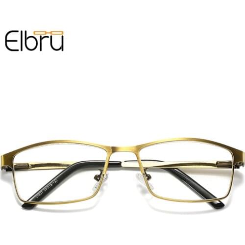 Elbru Fashion Men Women Anti Blue Light Reading Glasses Vintage Metal Frame Clear Lens Presbyopic Eyeglasses Diopters +1.0 +4.0