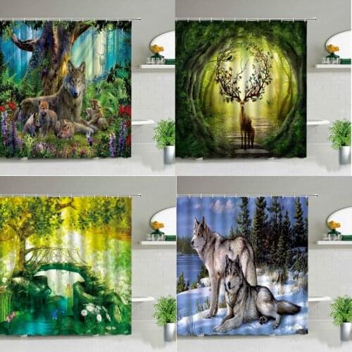 Fantasy Forest Animals curtain shower curtain curtains Bathroom curtain bathroom Bathroom curtains Curtains in the bathroom