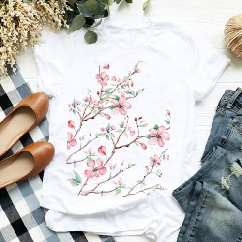 Women Lady Printing Summer Fall Floral Printed 90s Summer Ladies T Tee Tshirt Womens Female Top Shirt Clothes Graphic T-shirt
