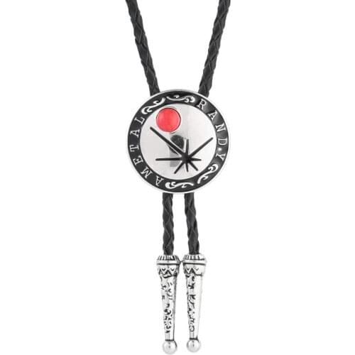 Cowboy Bolo Tie American Western Retro Red-brown Bolo Tie Handmade Leather Rope