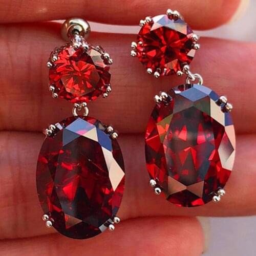 HUAMI Big Zircon Drop Earrings for Women 2021 New Fashion Jewelry Kpop Accessories Gemstone Boucle Oreille Femme Gift