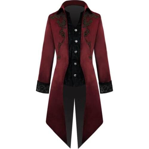 Halloween Carnival Gothic Coat for Men Medieval Cosplay Mens Party Tuxedo Punk Adult Clothing Middle Ages Costumes Plus SIZE