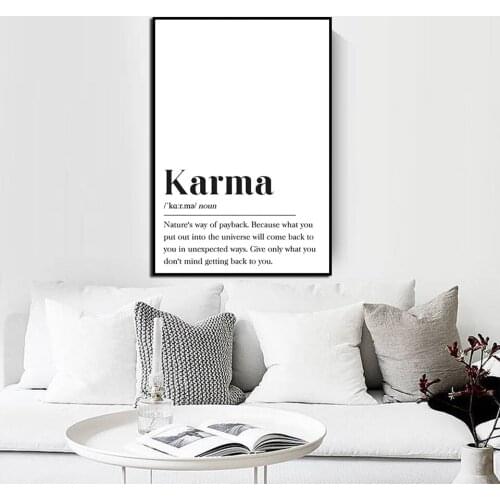 High Karma Definition Print Happy Wall Art Canvas Painting Motivation Gift Typography Buddhism Poster Decor