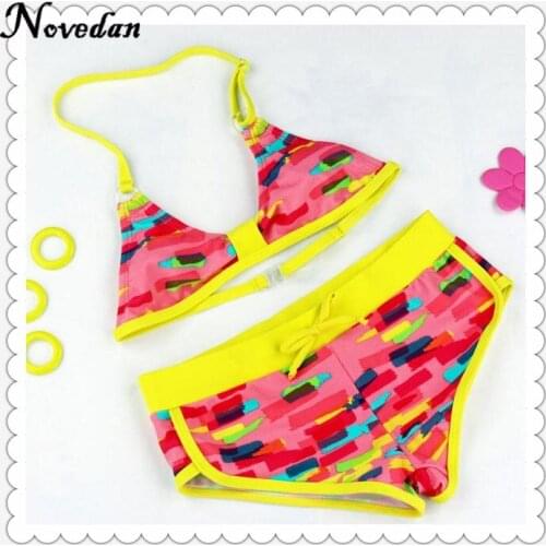 Girl Swimsuits Cute Flower Pattern Split Bikini Swimwear Cartoon Bikini Biquini Infantil Menina Two Pieces Baby Bathing Suits