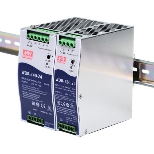 Mean Well WDR-120 series 180-550VAC Input voltage meanwell DC 12V 24V 48V 120W Single output Industrial DIN RAIL Power Supply