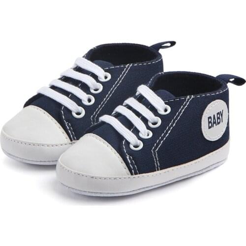 Cute Toddler Kids Canvas Sneakers Baby Boy Girl Soft First Walkers Canvas Shoes Lace-up Baby Girls Sole Crib Shoes 0-18Months
