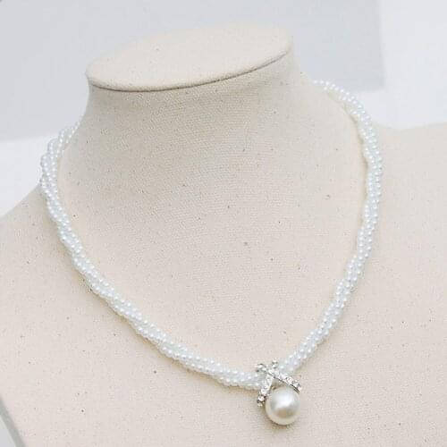Fashion Outstanding Charm Style Stunning Twist Imitation Pearl Necklace Jewelry Short Cross Bijouterie