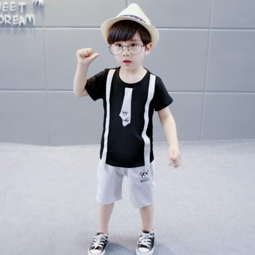 New Toddler Boy Clothes Tie Striped Kids Sets Summer Boys Clothes 9ST001