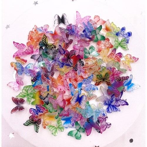 New 8*10mm 3D Colorful Wheel Butterflies Flatback Rhinestone Appliques 30pcs Resin DIY Wedding Scrapbook Nail Art Craft SJ19A