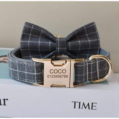 Grid 03 Solid Dog Collars Nylon Dog Collar For Small Medium Large Dogs Teddy Welsh Corgi Pitbull Bulldog Beagle Bow Tie
