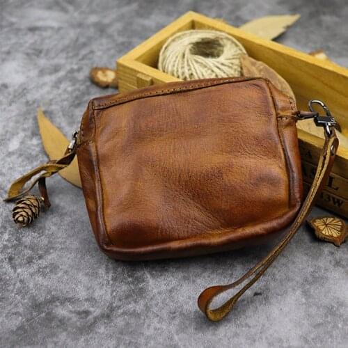 Original Handmade Genuine Leather Coin Purse Unisex 100% Real Leather Coins Money Pocket EDC Portable Small Clutch Retro Wallet
