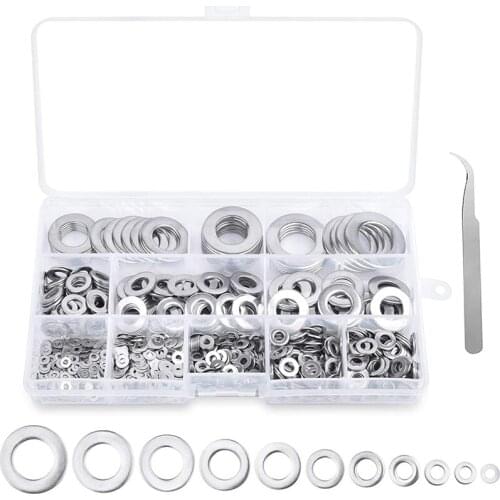 Flat Washers - 1080PCS Flat Washers 11 Sizes Stainless Steel Flat Washers and Lock Washers Washer Assortment Set