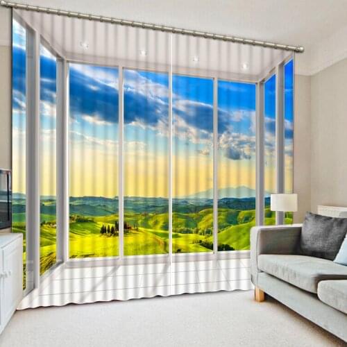 Luxury Blackout 3D Curtains For Living room Bedding room Office landscape curtains Blackout curtain balcony curtahins