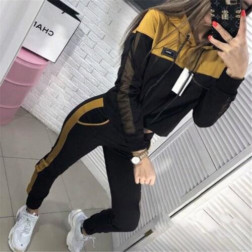Tracksuit Women Two Piece Set Autumn Clothes Colorblock Hooded Sweatshirt Top and Pants Sport Jogging Suit Female Casual Outfits