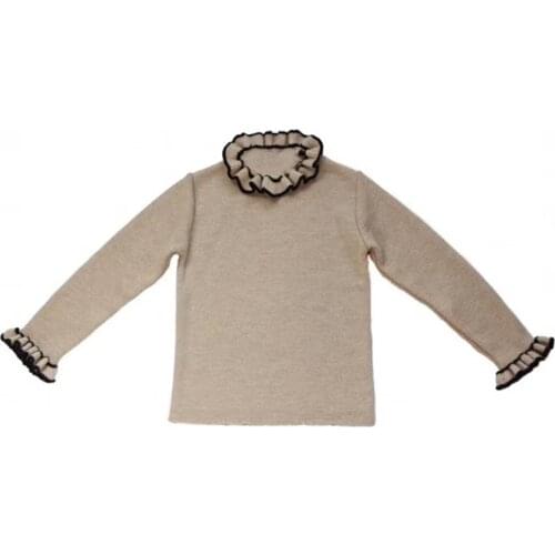 Girls long-sleeved sweater bottoming girl baby lace turtleneck sweater knitted baby clothes