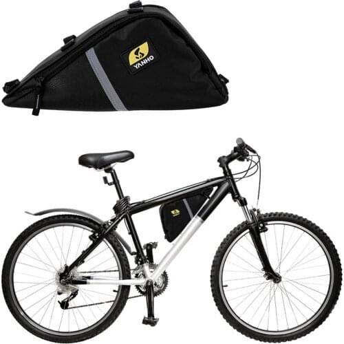 Waterproof Bicycle Bag Front Tube Oxford Fabric Cycling Large Capacity Triangle Bag with Reflective Strip