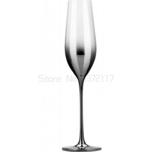 High quality Electroplate red wine glass cup gray goblet glass cups Crystal champagne glasses hotel party drinkware Wedding Gift