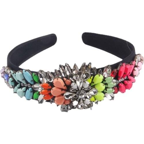 New Fashion Baroque Diamond Headband Colored Gemstone Headband Ladies Prom Hair Accessories Fashion Accessories