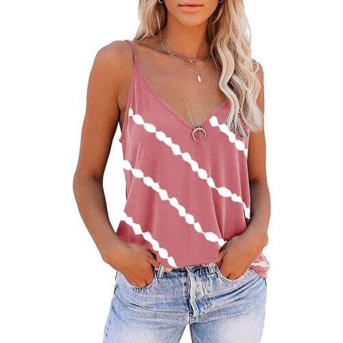 Women Summer Tank Tops,Fashion Stripes V-Neck Low-Cut Sleeveless Long Vest for Girls, 6 Colors