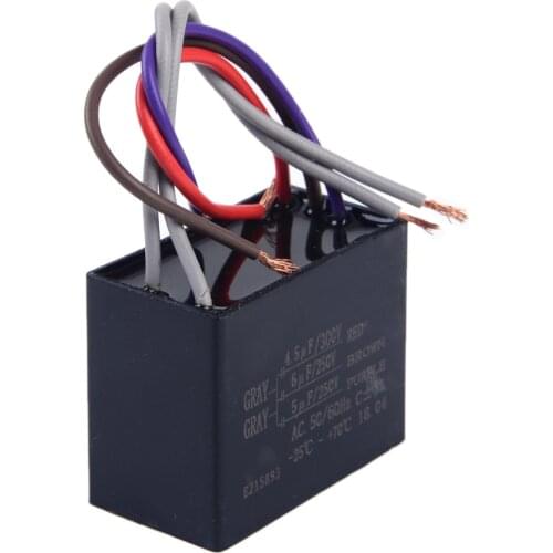 1Pc Plastic Ceiling Fan Capacitor CBB61 4.5uf + 6uf + 5uf 5 WIRE 250V-300V AC Accessories