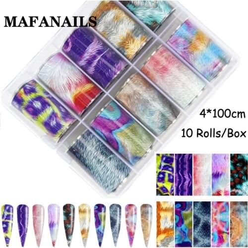 10 rolls/Set Bulk Stickers Packs Nail Foils Transfer Decals Stickers needs Nails-foil-glue Furry Designer Decoration Nail Foil