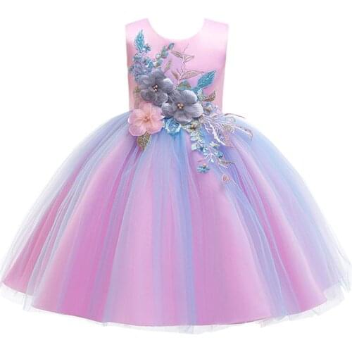 Girls Dress Lace Embroidery Elegant Princess Dress Kids Dresses For Girls Carnival Party Ball Gown Children Clothing vestidos