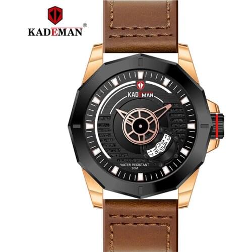 805 Top Brand KADEMAN New Mens Business Watch Waterproof Luxury Casual Watch Date Quartz Leather Wristwatch Relogio Masculino