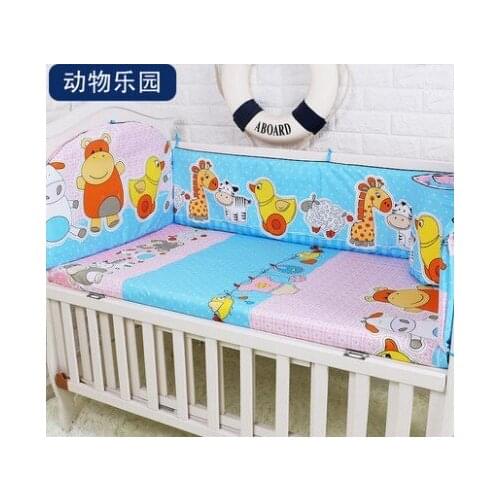 Promotion! 5PCS Baby Crib Bed Linen 100% Cotton Baby Bedding Set Baby Cot Girls Bedclothes ,include:(bumpers+sheet)