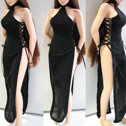 1/6 Scale Sexy Female Figure Accessory Tie Dress Bodycon Midi Tank Long cheongsam Clothes Accessories Model for 12 inches Body