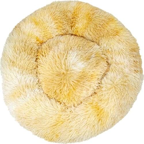 Tie Dye Big Pet Kennel Fuzzy Round Plush Cat Bed House Soft Long Plush Pet Dog Bed Warm Sleeping Cat Pet Bed Mat Cat House