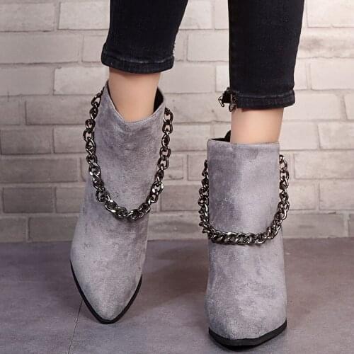 High Heels Boots Size 43 Autumn Shoes Woman Heels Ankle Boots for Women Fashion Comfortable Shoes Women Pointed Toe Boots heels