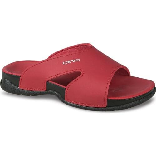 CEYO BELLO-4 Boys Girls Unisex Kid Kids Childiren Child Casual Red Sax Black Artifical Leather Summer Slippers