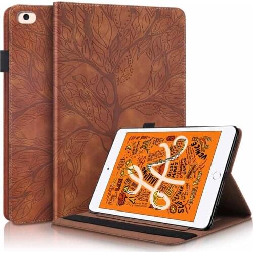 3D Tree Embossed Tablet Case For iPad Mini 3 A1599 A1600 Wallet Stand Cover