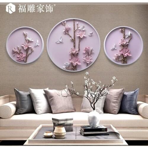 Fu carved Creative three dimensional relief living room hotel home living room circular painting decorative painting sofa backgr