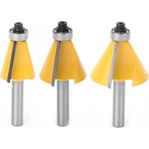 8mm Shank Router Bit Chamfer Bevel Edging Router Bit with Bearing Woodworking Milling Cutter Carpenter Tool