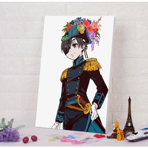 Coloring by numbers Black Butler Sebastian Michaelis modular painting Japan Styel cartoon poster diy digital painting