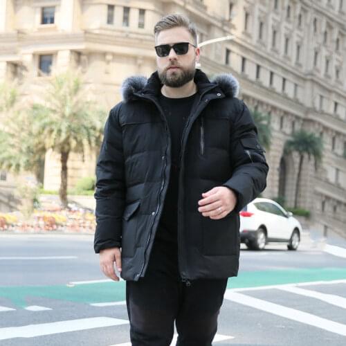 Jacket Men Mens Large size 9XL 10XL Mid-length Black Jacket Winter Cold-Proof With Fur Collar Warm Clothing