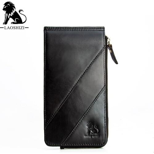Mens wallet long clutch wallet for male fashion leather man card purse vintage phone wallet with coin bag brand zipper wallet