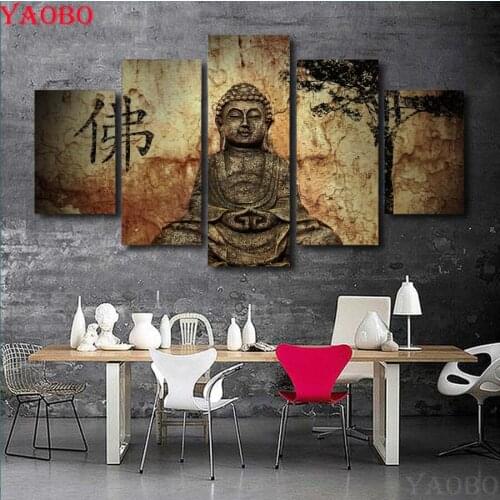 5 Pieces 5D diy Diamond Embroidery Zen Buddha Religion Diamond Painting Full Square/Round Drill Mosaic pattern bead cross stitch
